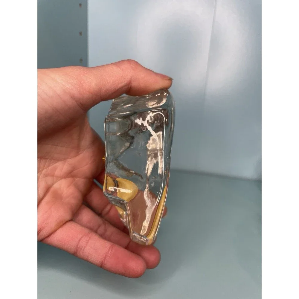 1986 MCM 24k Gold 50th Anniversary Paperweight | Art Deco Glass Paperweight